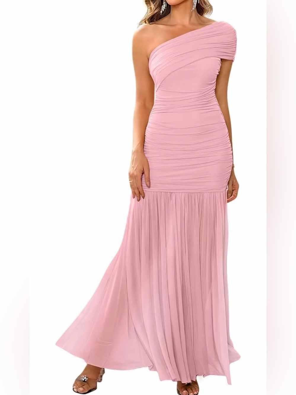 LAGSHIAN Womens Formal One Shoulder Sleeveless Evening Dress